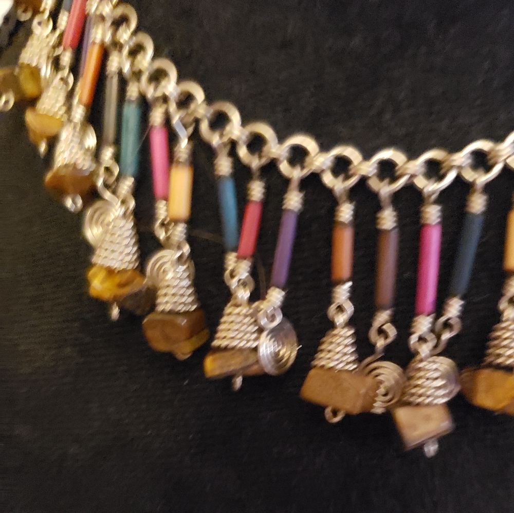 AMAZING TRUE VINTAGE COLORFUL boho necklace. Handmade Artisan - Picture 3 of 5